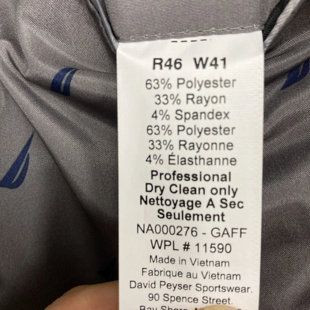 Nautica‎ Mens 2-pc Suit Blazer Jacket 46R Pants 41Wx29L Charcoal
